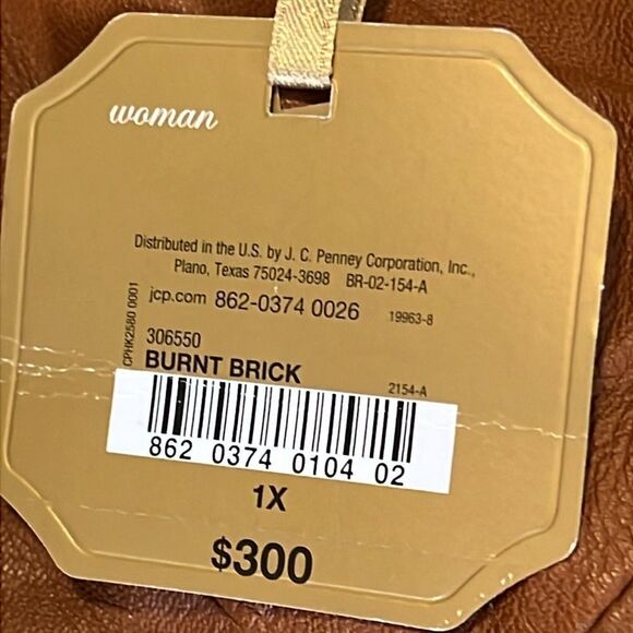 RyeGrass Burnt Brick Zip Up Front Tie Leather Jacket Size 1X NWT - Picture 10 of 10